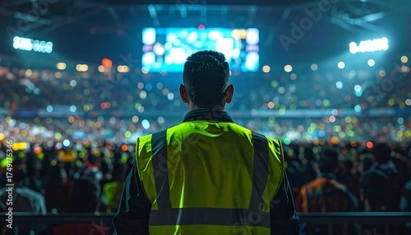 Fototapeta Security Guard Overseeing Crowd at an Event - Safety & Protection