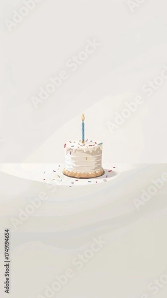 Obraz a birthday cake with a candle