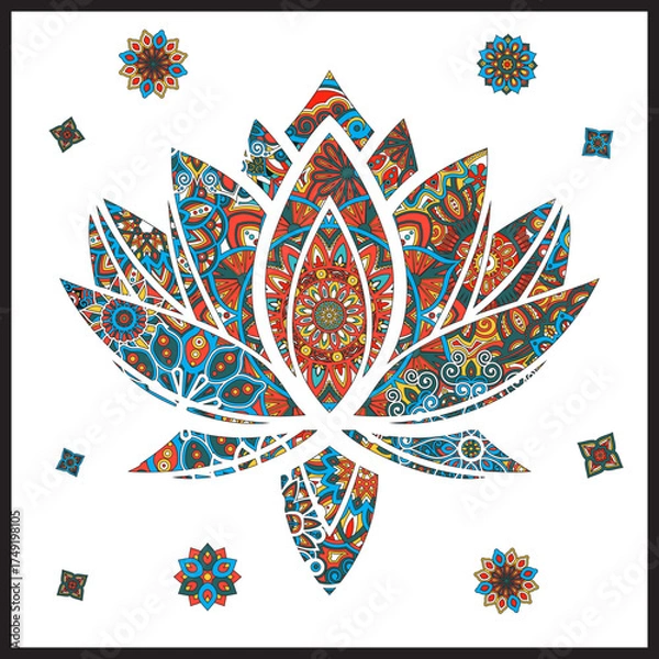 Fototapeta 3d Lotus mandala pattern Wood...