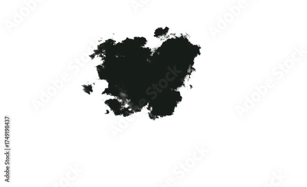 Fototapeta Black Ink Splatter Texture on Transparent Background.