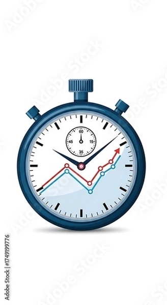 Obraz Stopwatch with Graph - Time Management and Performance Tracking.