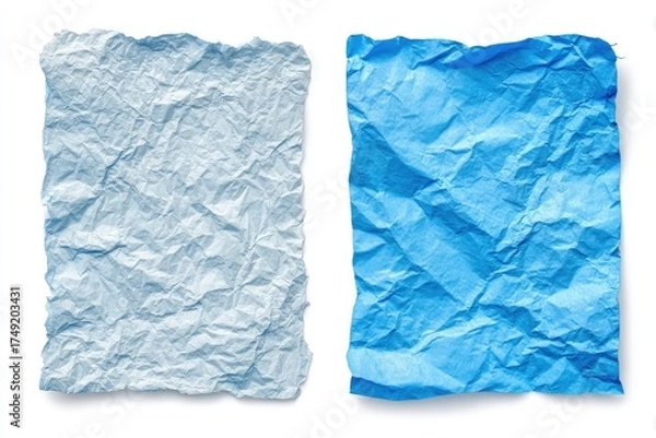 Fototapeta Crumpled paper in light blue and vibrant blue