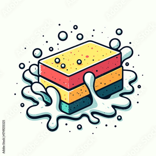 Obraz Sponge and white acrylic paint