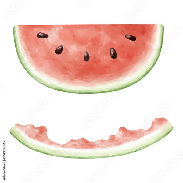 Obraz 水彩画風のカットしたスイカのイラスト