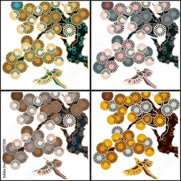 Fototapeta 3d Tree and Bird Wooden Art D...