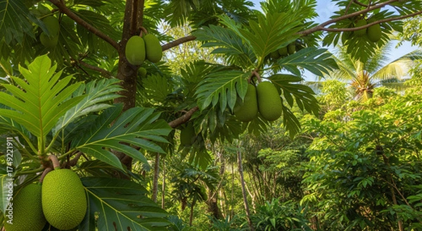 Fototapeta Breadfruit tree in the garden