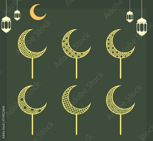 Fototapeta Moon with pattern cake topper...