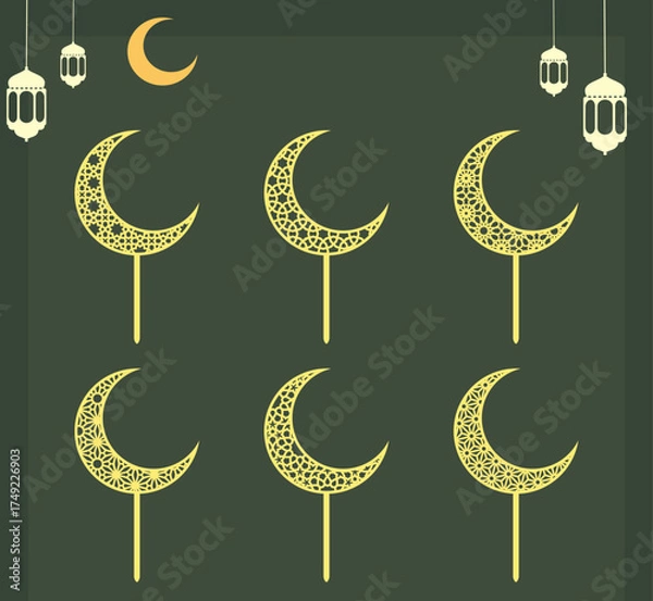 Fototapeta Moon charm cake topper.eps
