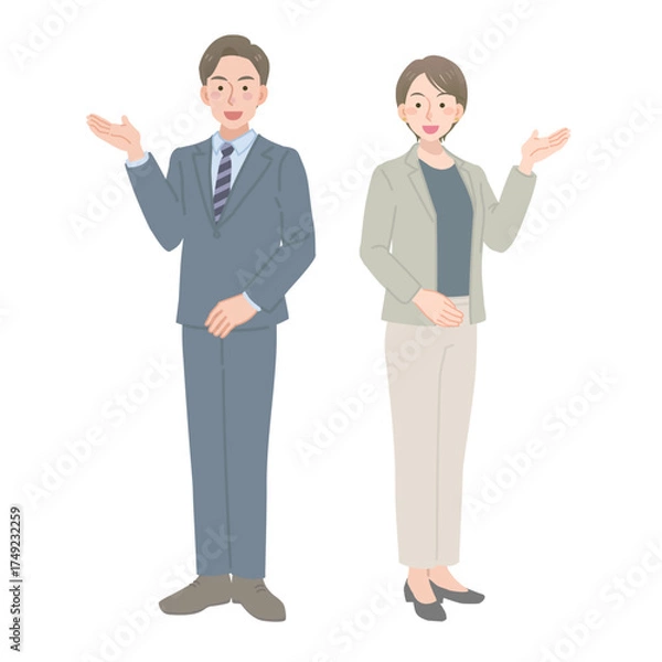 Obraz スーツを着た男女の立ち姿