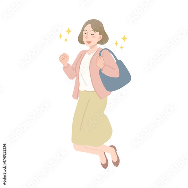 Obraz ジャンプをして喜ぶ女性社員