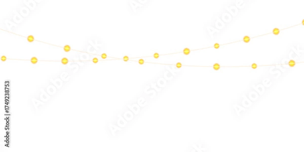 Fototapeta Warm Golden Fairy Lights Transparent PNG for Christmas and New Year