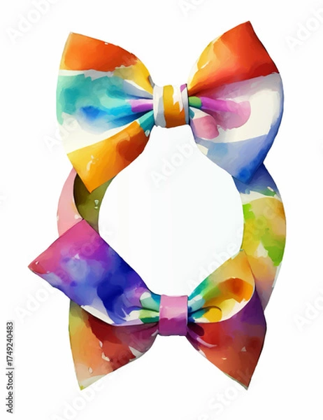 Obraz silk bow multicolor frame vector illustration for insertion