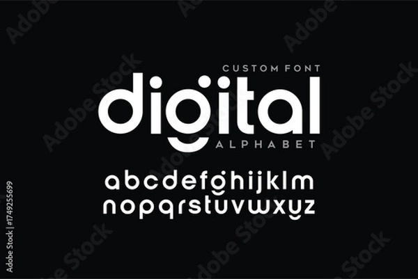 Fototapeta Digital Abstract minimal modern alphabet fonts for logo. Typography technology electronic digital music future creative font. vector illustration 
