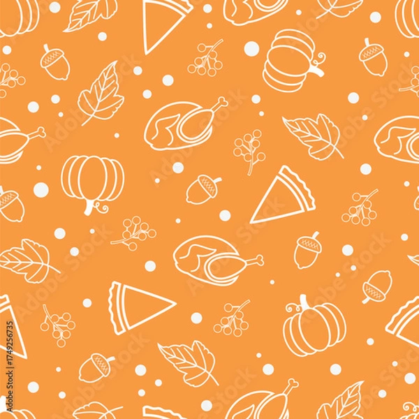 Fototapeta Pumpkin and Bow pastel seamless pattern