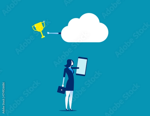 Obraz Business with cloud network technology. Concept business technology vector illustration.