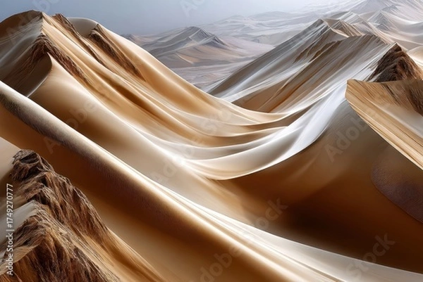 Fototapeta Flowing Desert Sands Under a Soft Blue Sky