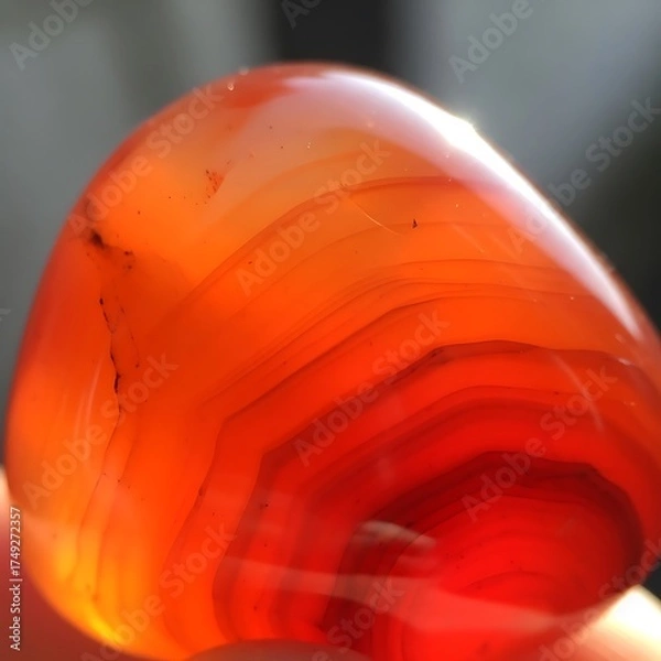 Fototapeta Carnelian Gemstone Close-Up - A Fiery Orange Mineral Specimen.