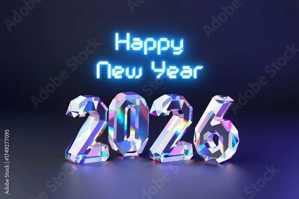 Fototapeta Colorful 2026 new year celebration with glowing text
