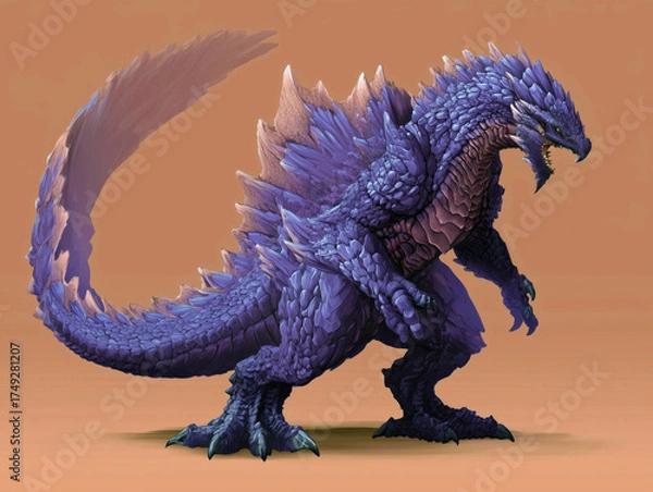 Fototapeta Fearsome Elder Dragon of Chaos in Full Body, Capturing Power and Majesty in Art