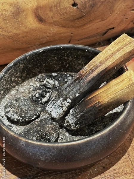 Fototapeta incense sticks in a bowl
