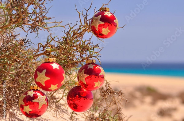 Fototapeta chrismas ball on the beach
