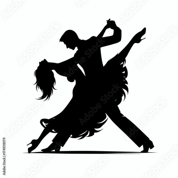 Obraz Black silhouette of dancing Couple