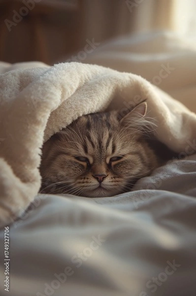 Obraz cat sleeping on the bed