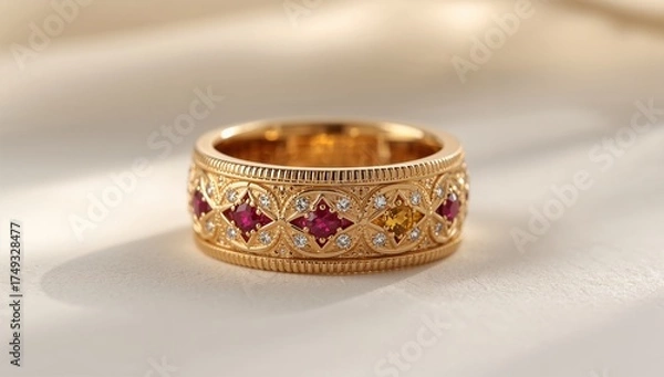 Obraz golden ring with diamonds