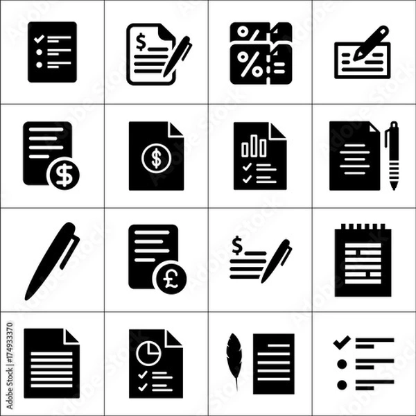 Fototapeta Bill or invoice document papers isolated vector flat icons
