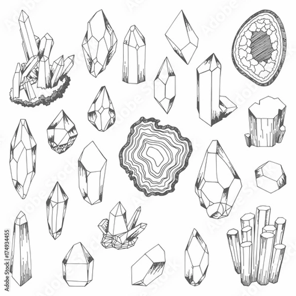 Fototapeta Minerals. Set of vector illustrations for design