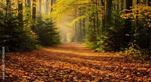Fototapeta path in autumn forest