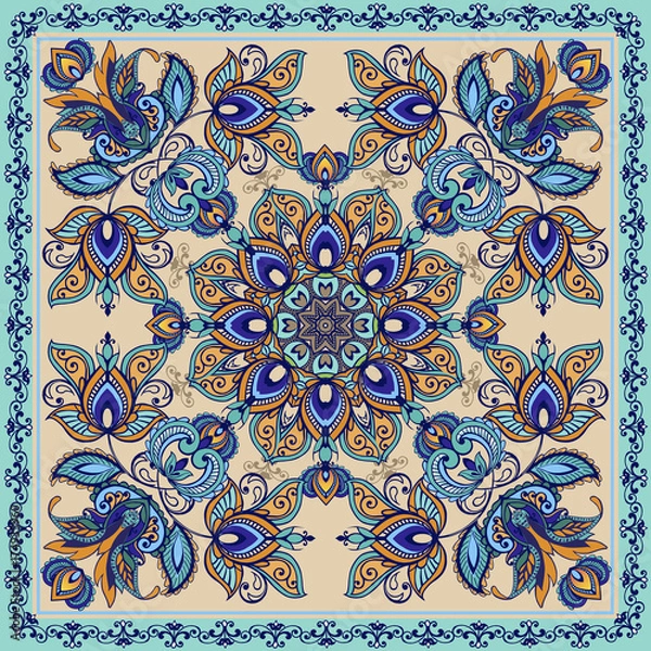 Fototapeta Beautiful vector pattern.Design can be used for Card, bandana print, kerchief design, napkin