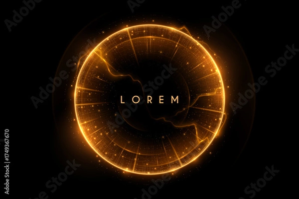 Fototapeta Technology circle light lines effect with lightnings