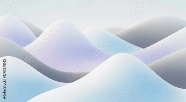 Fototapeta Abstract pastel landscape of gentle rolling hills and valleys