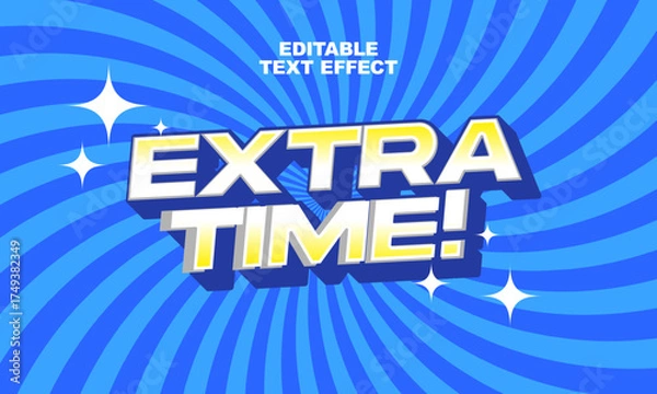 Obraz extra time text effect blue and white color editable