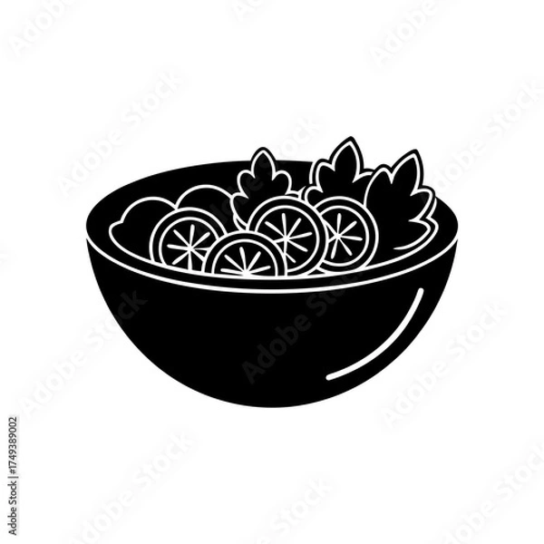 Fototapeta Salad bowl with lemon slices on transparent background