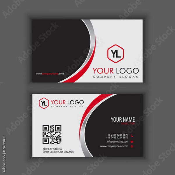 Fototapeta Modern Creative and Clean Business Card Template with red chrome color