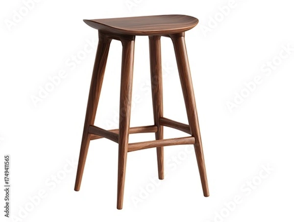 Fototapeta High resolution photo of a wooden stool isolated on white background ideal for home decor and design