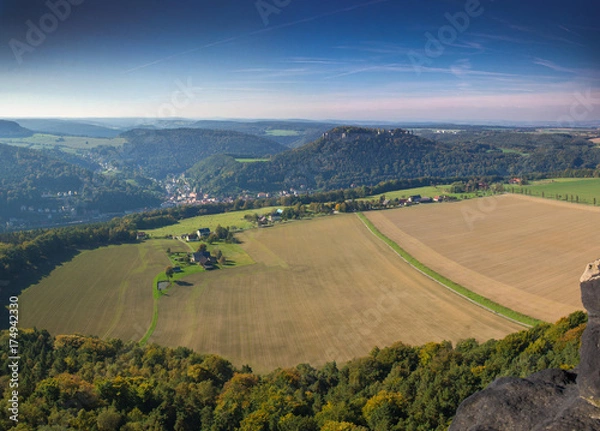 Fototapeta sächsische schweiz deutschland dresden bad schandau wandern panorama landschaft berge
