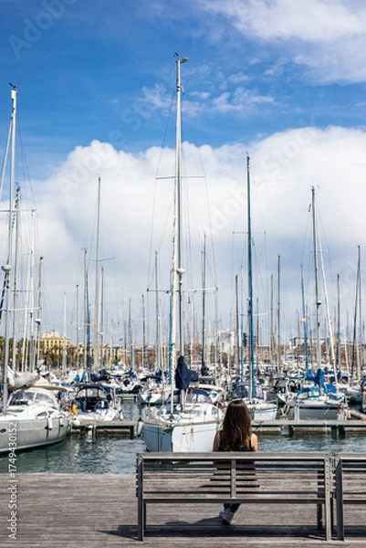 Obraz Serene moment at the harbor watching sailboats sway under a sunny blue sky, providing a calming escape and a feeling of peaceful contemplation
