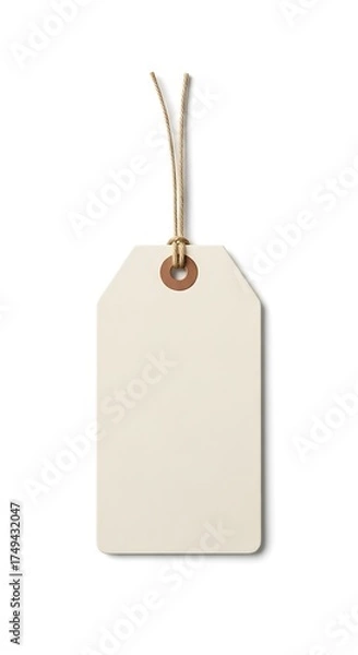 Obraz Blank Tag with String - Minimalist Design for Labels and Pricing.