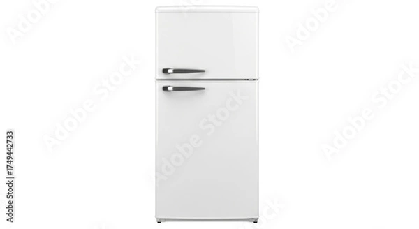 Obraz Isolated vintage fridge for storing food, appliance for home use, freezer storage unit