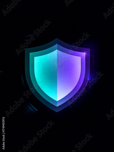 Obraz blue shield on black background