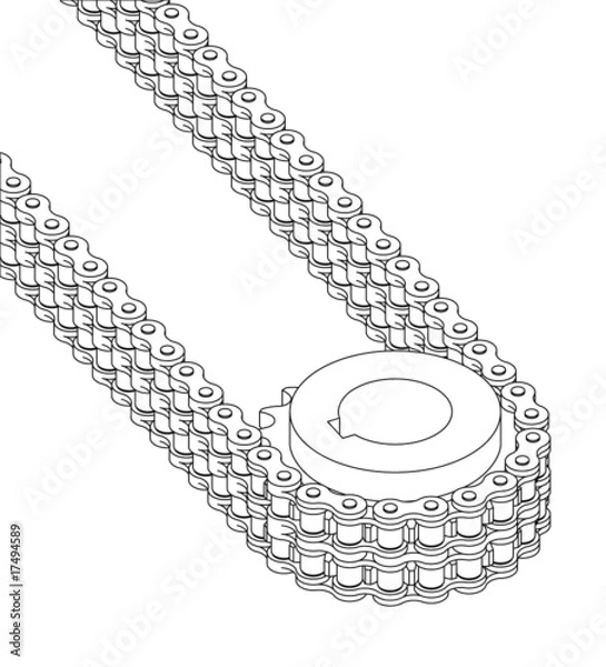 Obraz Sprocket with duplex chain vector illustration