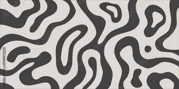 Fototapeta Abstract horizontal background with liquid waves. Wavy shape pattern blob organic illustration. Trendy vector illustration in style retro 60s, 70s.