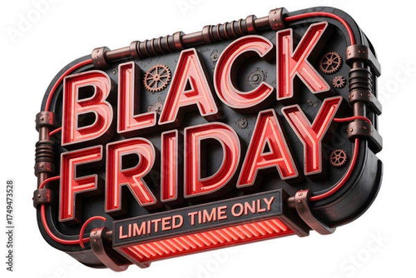Fototapeta Black friday limited time only sale sign, isolated on transparent background