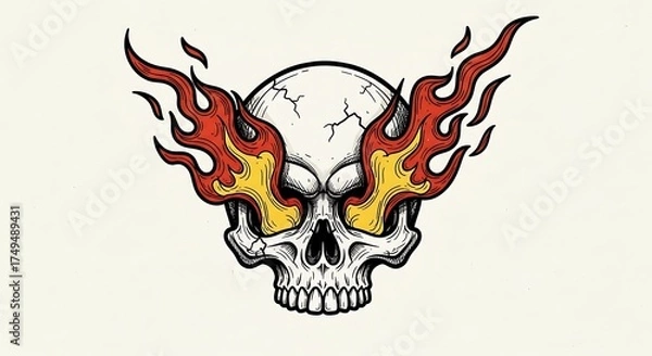 Obraz Skull with Flaming Eyes - A Symbol of Intensity and Passion.
