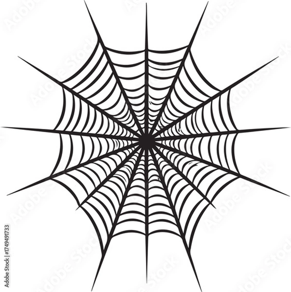 Obraz A spider web silhouette hanging between two dead treesd