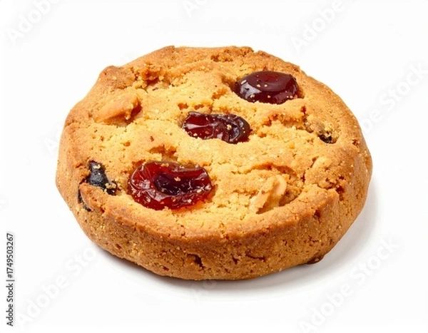 Fototapeta White Petit Fours with Nuts and Raisins on White Background, Mockup Template