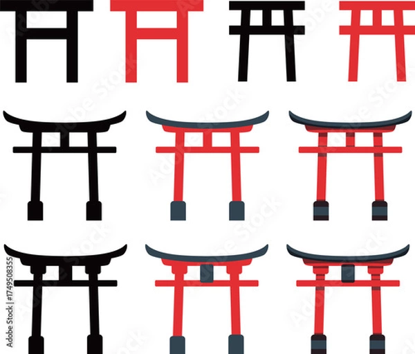Fototapeta 鳥居　神社　アイコン　セット